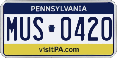 PA license plate MUS0420
