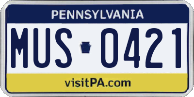 PA license plate MUS0421