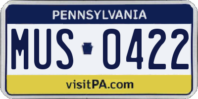 PA license plate MUS0422