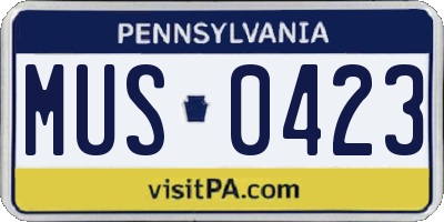 PA license plate MUS0423