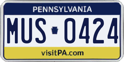 PA license plate MUS0424