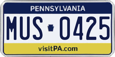 PA license plate MUS0425