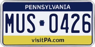 PA license plate MUS0426