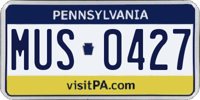 PA license plate MUS0427