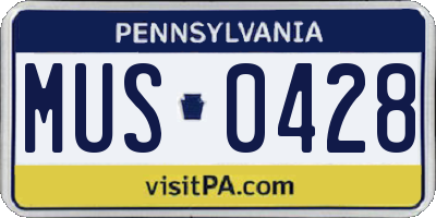 PA license plate MUS0428