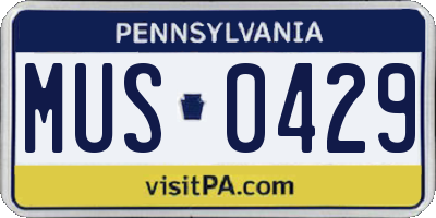 PA license plate MUS0429