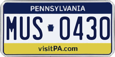 PA license plate MUS0430