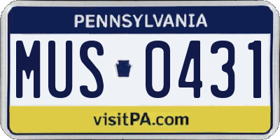 PA license plate MUS0431