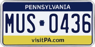 PA license plate MUS0436