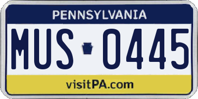 PA license plate MUS0445