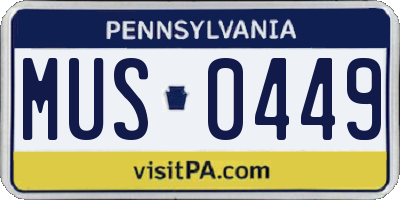 PA license plate MUS0449