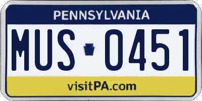 PA license plate MUS0451