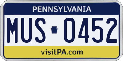 PA license plate MUS0452