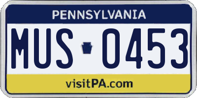 PA license plate MUS0453