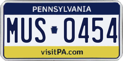 PA license plate MUS0454