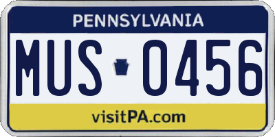 PA license plate MUS0456