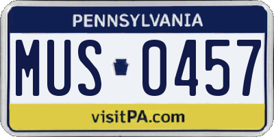 PA license plate MUS0457