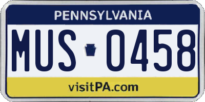 PA license plate MUS0458