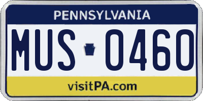 PA license plate MUS0460