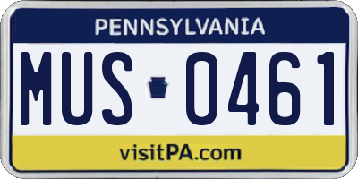 PA license plate MUS0461