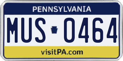 PA license plate MUS0464