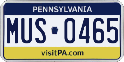 PA license plate MUS0465