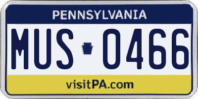 PA license plate MUS0466