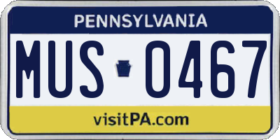 PA license plate MUS0467