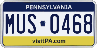 PA license plate MUS0468