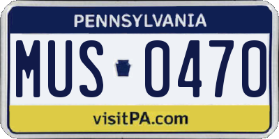 PA license plate MUS0470