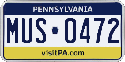 PA license plate MUS0472