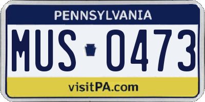 PA license plate MUS0473