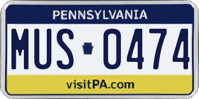 PA license plate MUS0474