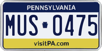 PA license plate MUS0475