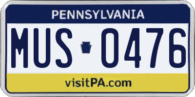 PA license plate MUS0476
