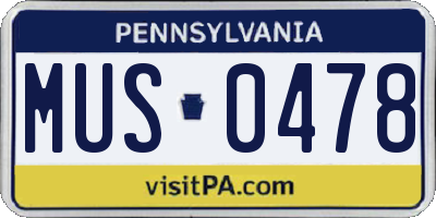PA license plate MUS0478