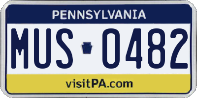 PA license plate MUS0482