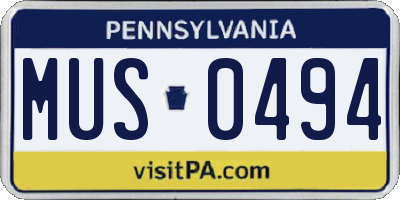 PA license plate MUS0494