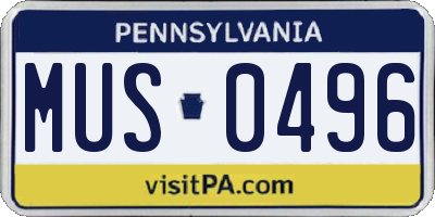 PA license plate MUS0496