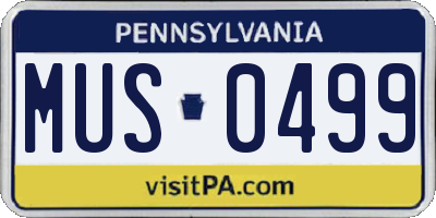 PA license plate MUS0499