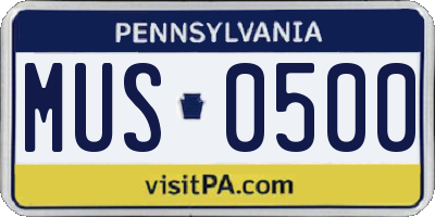 PA license plate MUS0500