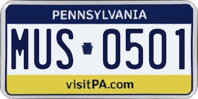 PA license plate MUS0501