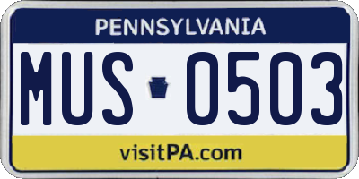 PA license plate MUS0503