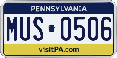 PA license plate MUS0506