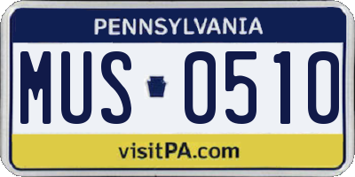 PA license plate MUS0510