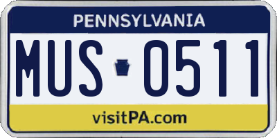 PA license plate MUS0511