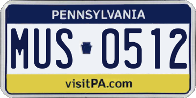 PA license plate MUS0512