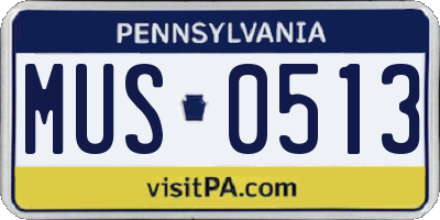 PA license plate MUS0513