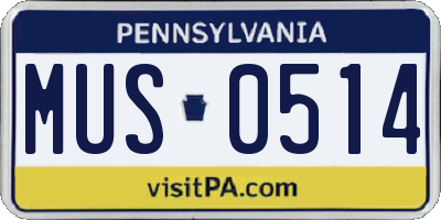 PA license plate MUS0514