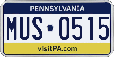 PA license plate MUS0515